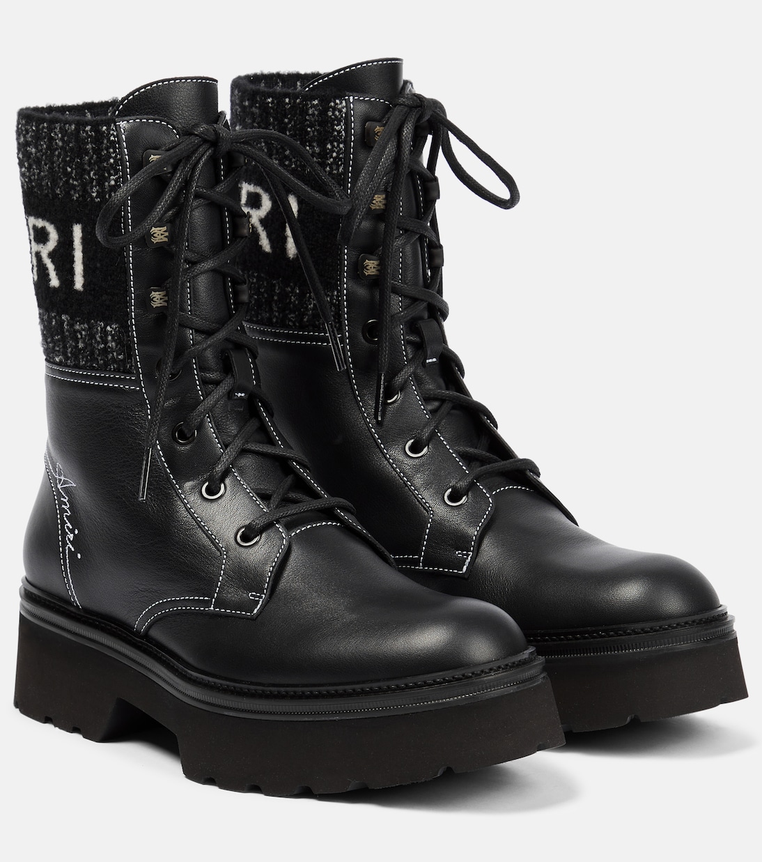 Кожаные ботинки на шнуровке Amiri, черный