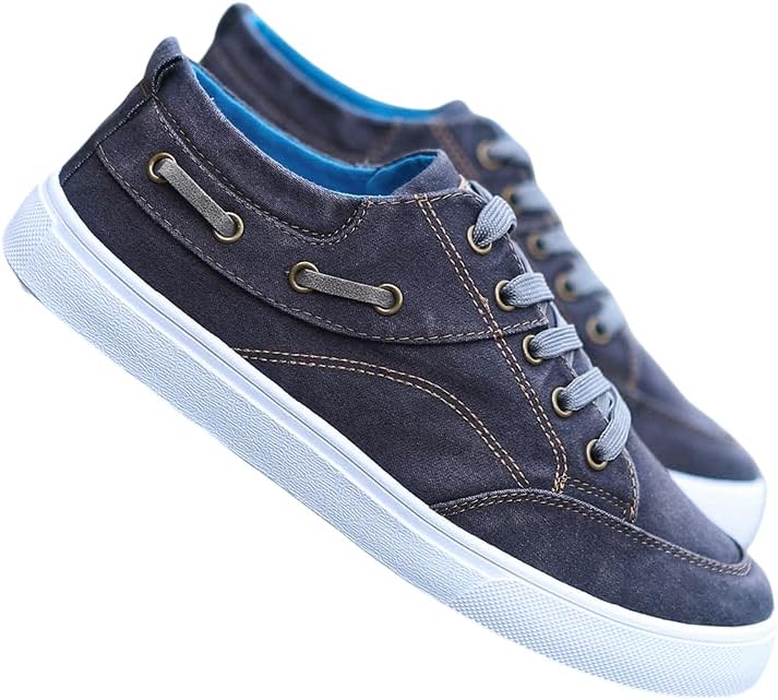 

Мужские дышащие кроссовки из холста, повседневные низкие, подходят для улицы или вождения, всесезонные шнуровки для скейтборда Hhhchpm, серый