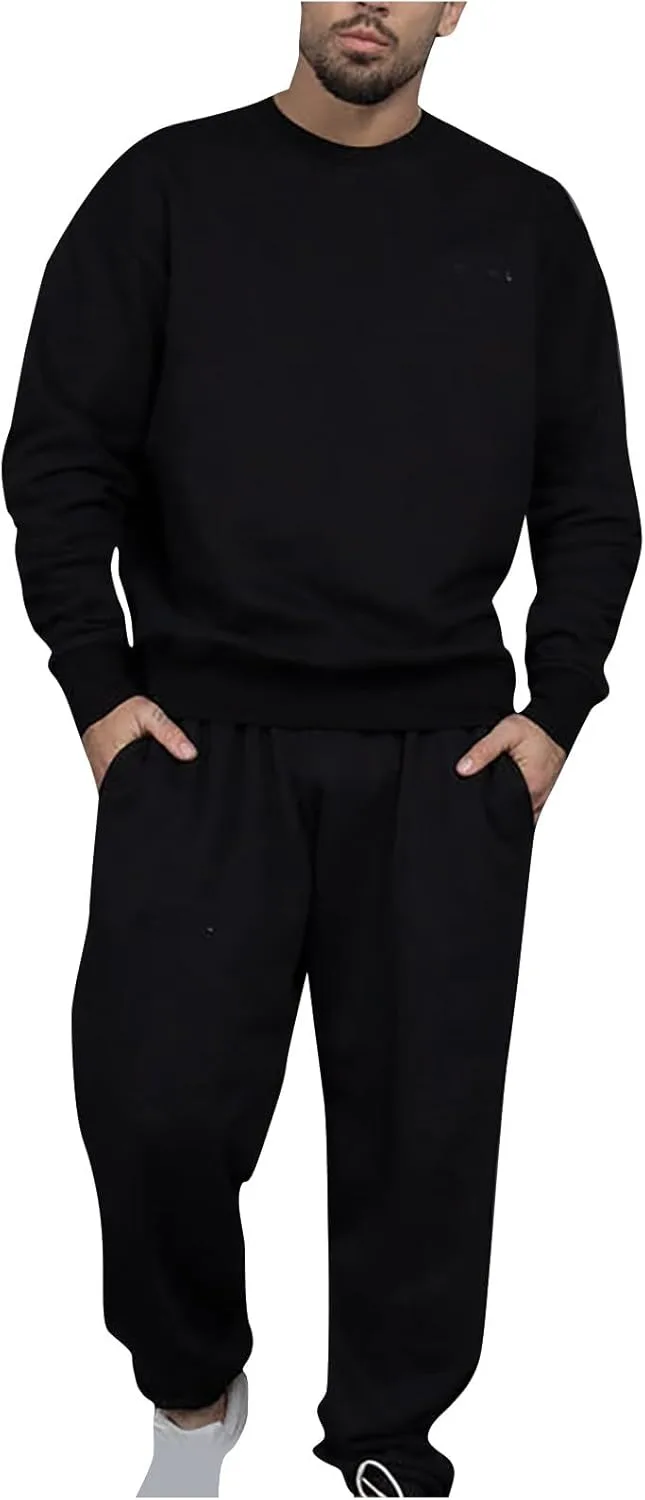 Мужской спортивный костюм Casual с длинным рукавом, толстовка и брюки 2 предмета Generic, черный — фото 3