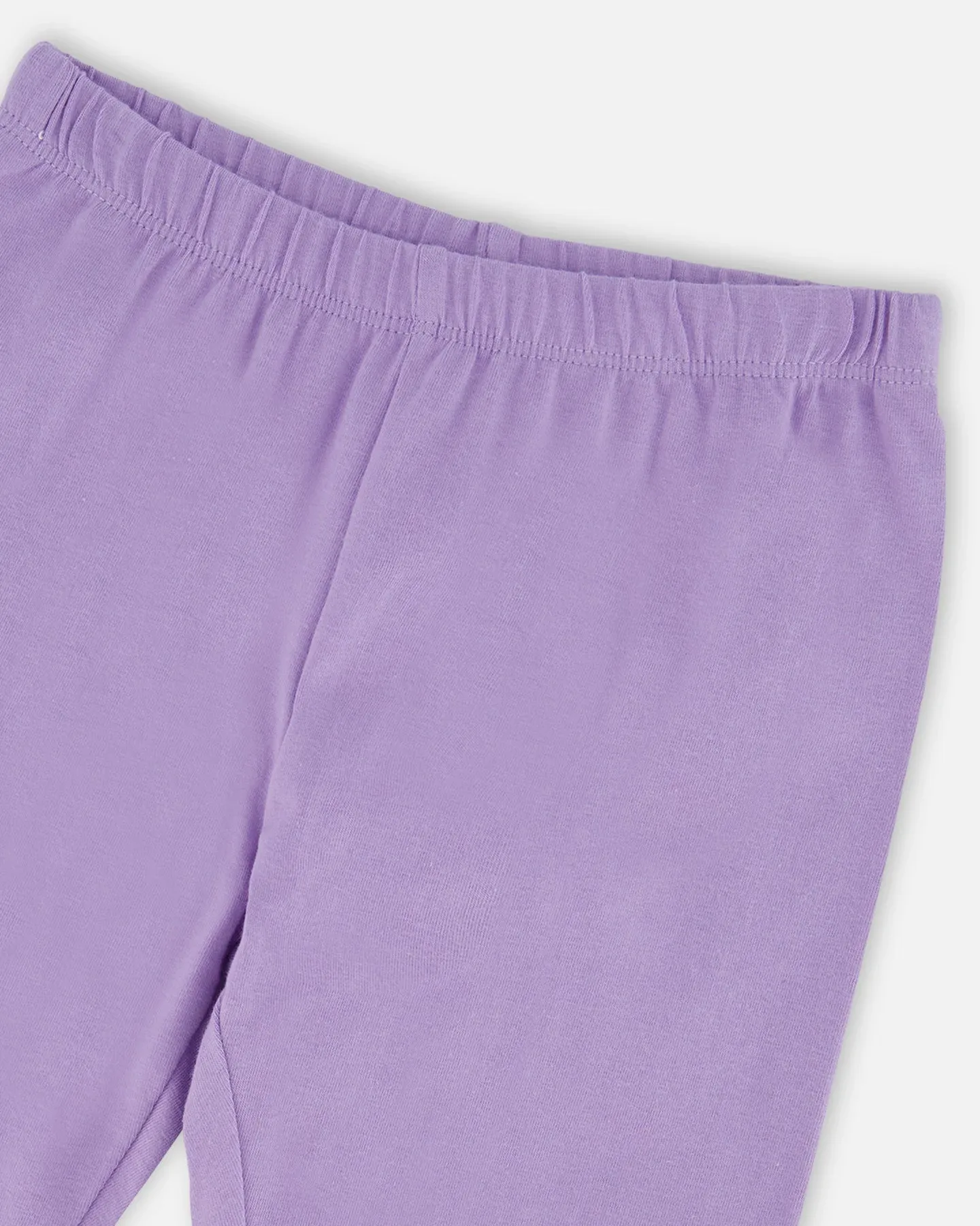 Брюки-капри Organic Cotton Jersey сиреневые с аппликацией в виде сердечек на коленях Deux Par Deux — фото 4