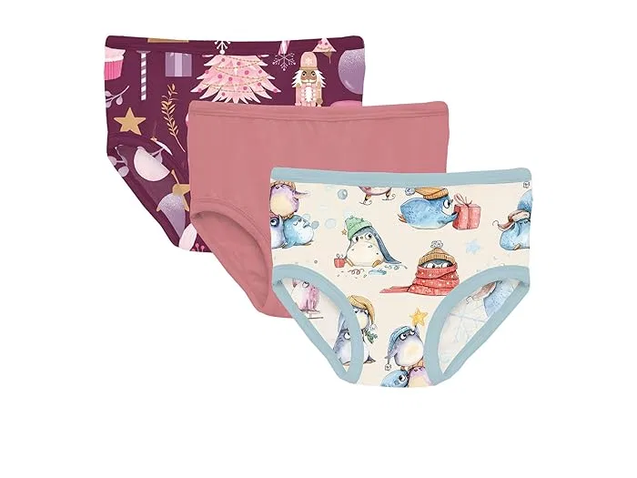 Трусы детские набор 3 шт Kickee Pants Kids, Melody Sugar Plum/Desert Rose/Natural Silly Penguins