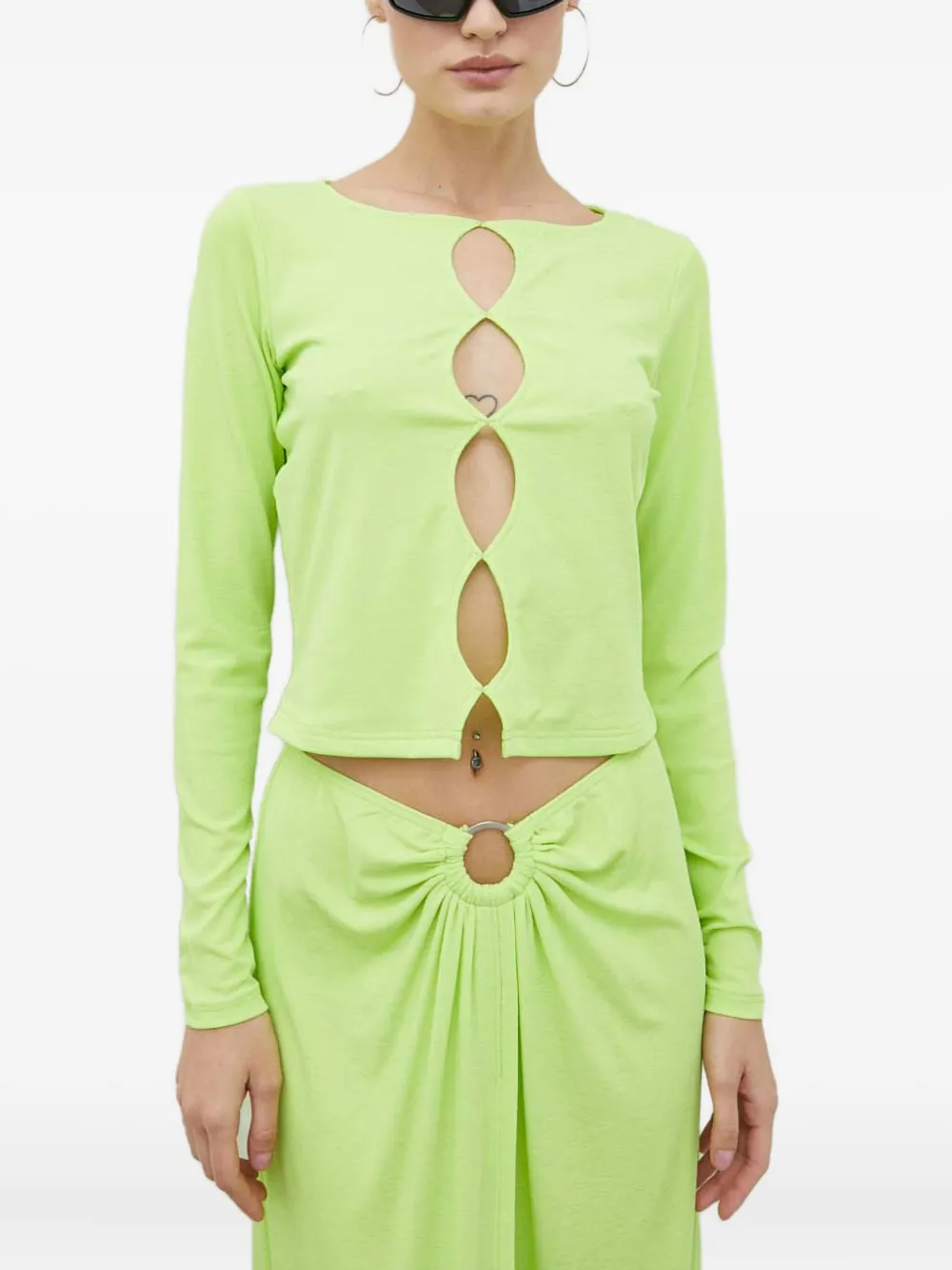 

Топ с вырезами и длинными рукавами Résumé, зеленый