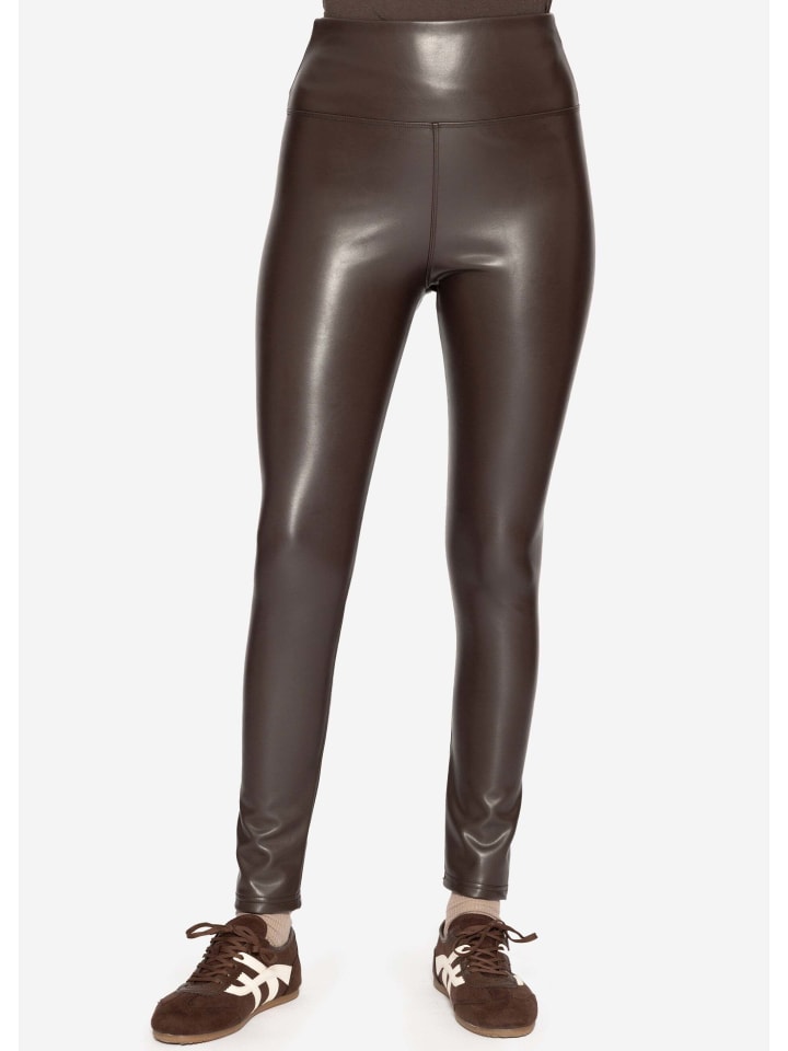 

SASSYCLASSY Термолеггинсы из искусственной кожи коричневого цвета