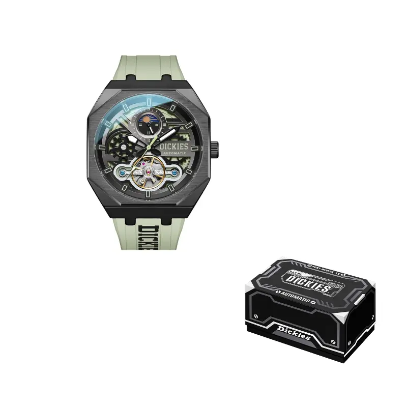 

Dickies Часы Sun Moon And Stars Wrist Watch Mechanical Movement Silicone Strap Purple Watch Dial Men's Watch Packaging, 230M60LYXCL-485P3-13JX