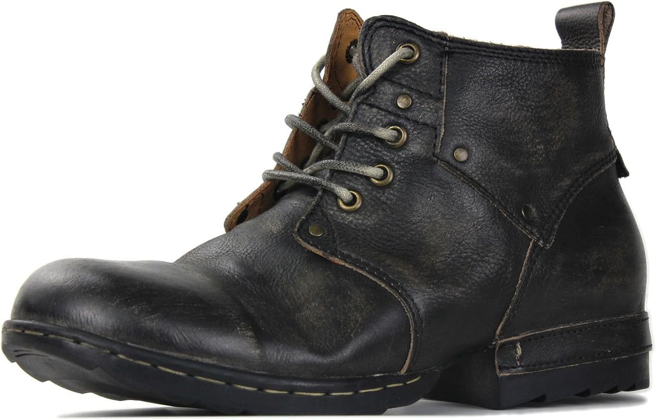 

Мужские мото-ботинки OSSTONE Fashion с шнуровкой, кожаные чукка-бутсы, повседневная обувь с металлическими шипами OS-6015-3-A-US-R, металлический черный