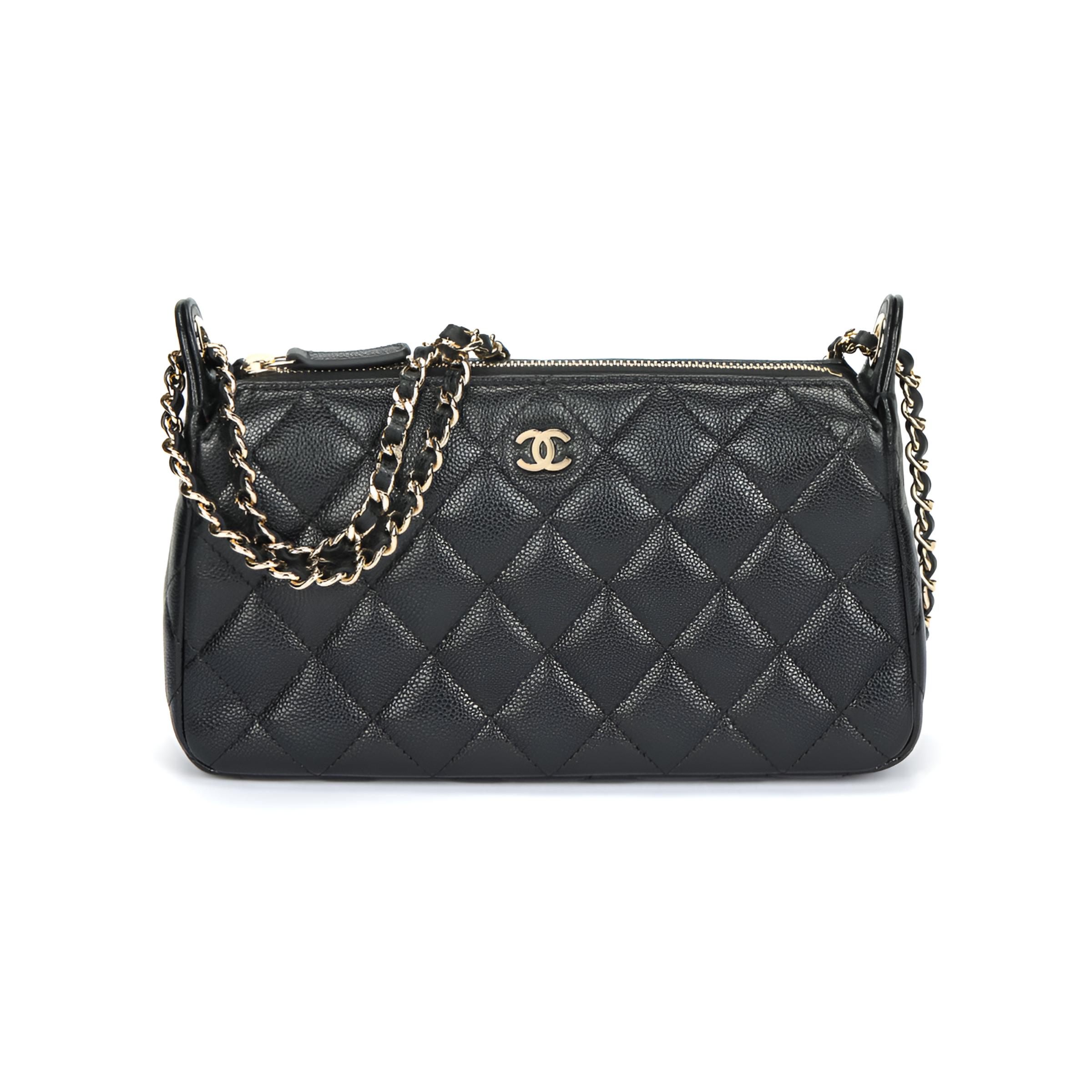 

CHANEL Сумка-хобо из кожи икры коровы черная женская через плечо