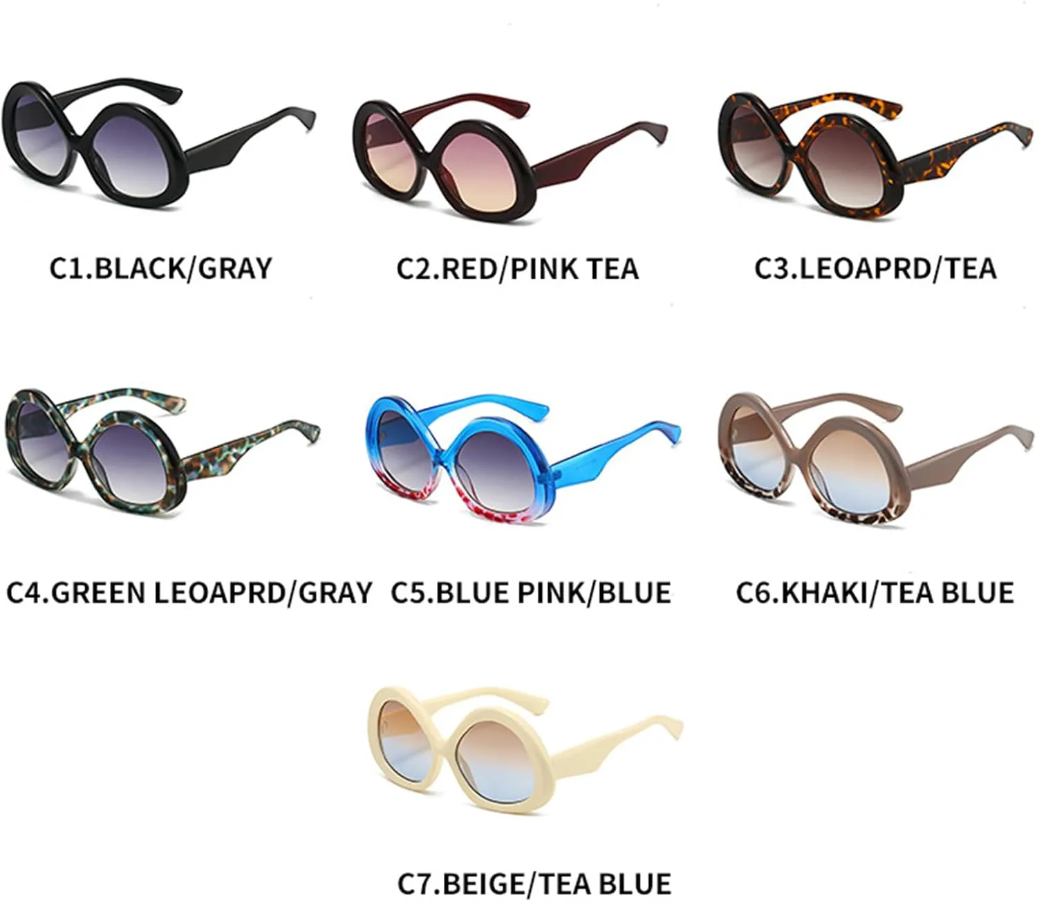 

Willochra Модные большие круглые солнцезащитные очки для женщин и мужчин, ретро-очки с градиентным переходом, винтажные женские солнцезащитные очки UV400, C6