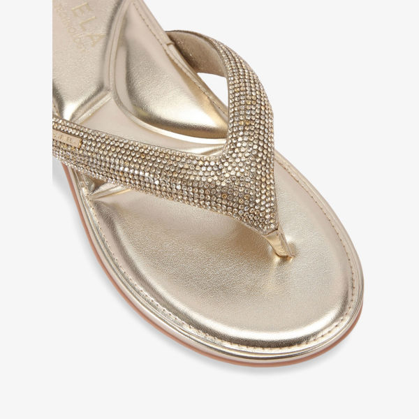Сандалии Carvela Riviera с плетением и украшениями из страз, золотой — фото 4