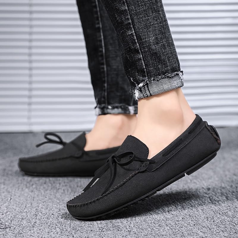 Мужские лоферы с круглым носом, замша Vamp Boat Boat Shoes Driving Locasters Sayfur, черный — фото 4