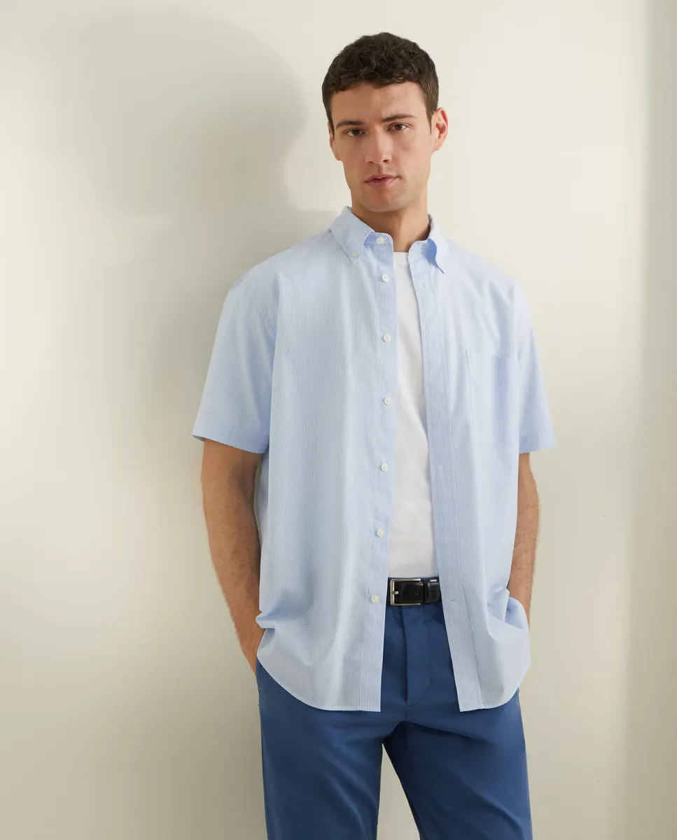 

Мужская спортивная рубашка с коротким рукавом из поплина Emidio Tucci, цвет Celeste