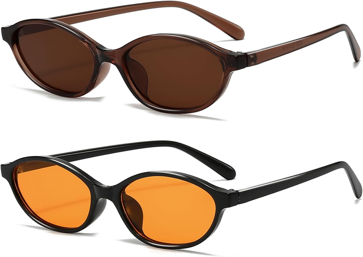

Ретро овальные солнцезащитные очки для женщин, маленькие овальные очки в стиле 90-х, модные узкие очки «кошачий глаз», винтажные очки, комплект из 2 штук YouthMall, Brown/Brown+ Black/Orange