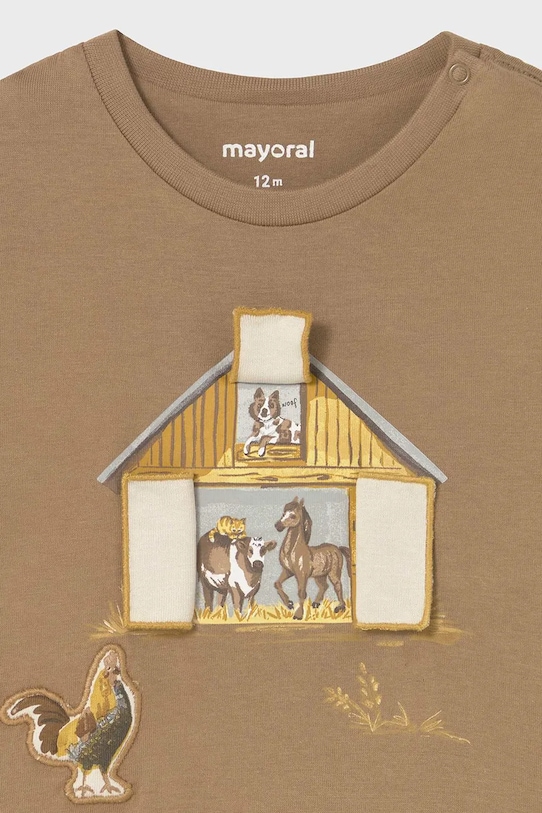 Детская хлопковая кофта с длинным рукавом Mayoral, коричневый — фото 4