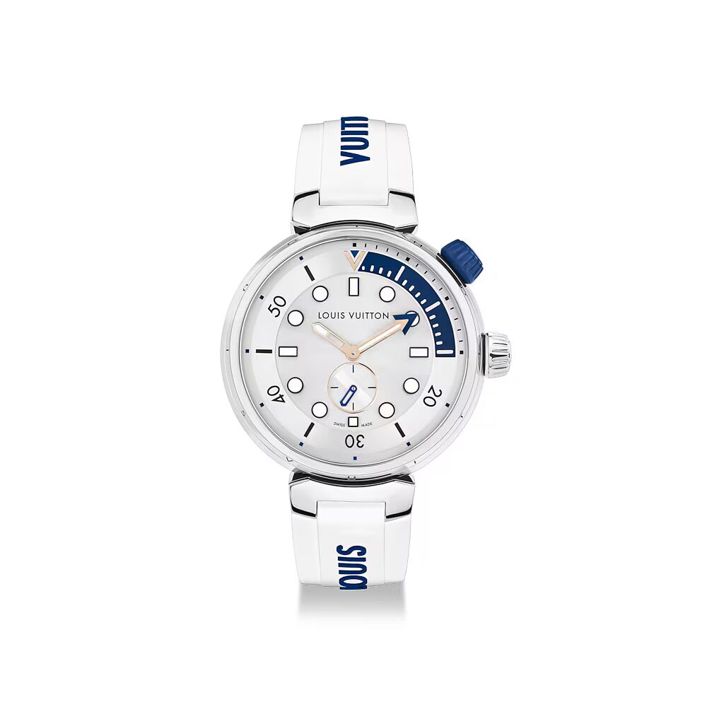 

Часы мужские Tambour Street Diver, кварц, 39,5 мм, сталь Louis Vuitton, белый