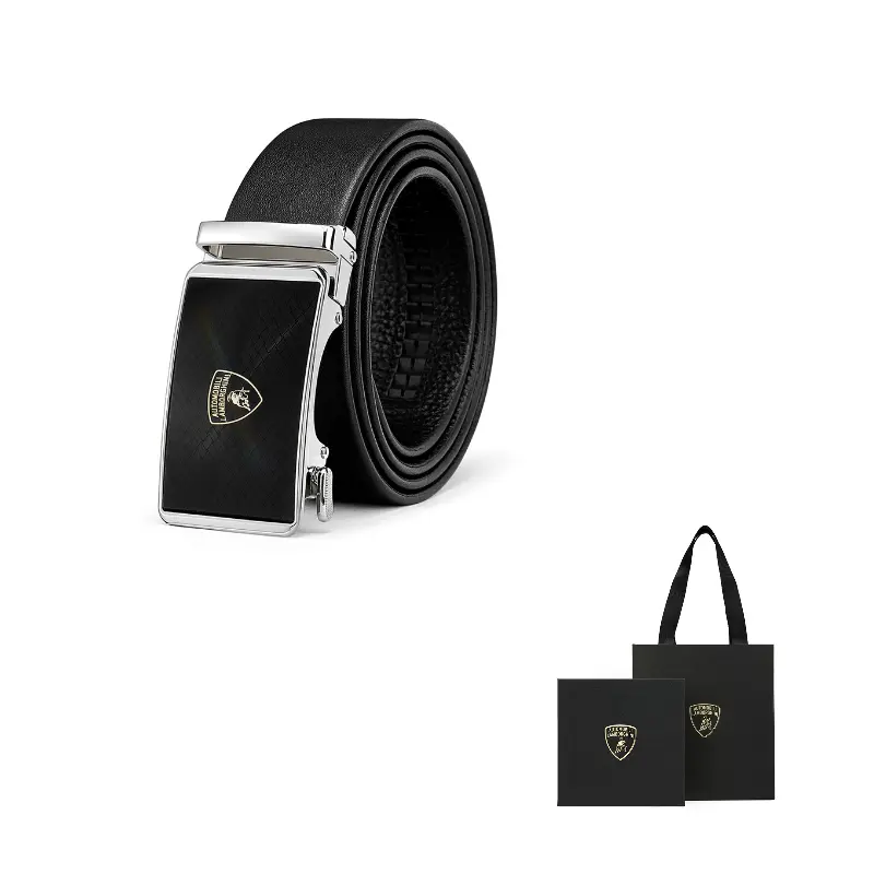 

AUTOMOBILI LAMBORGHINI Кожаный ремень из коровьей кожи, Silver[Fine-Grained Seamless Strap]