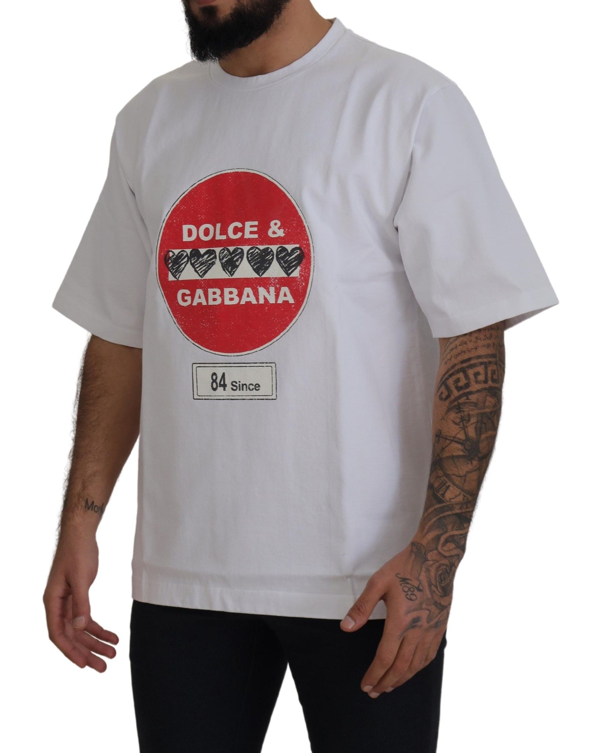 Шикарная белая хлопковая футболка с принтом «Амор» Dolce & Gabbana — фото 2