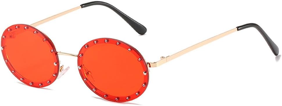 

Женские круглые солнцезащитные очки без оправы с металлическим покрытием и защитой от УФ-излучения UV400 для занятий спортом на открытом воздухе, бега и езды на велосипеде generic, Gold-red