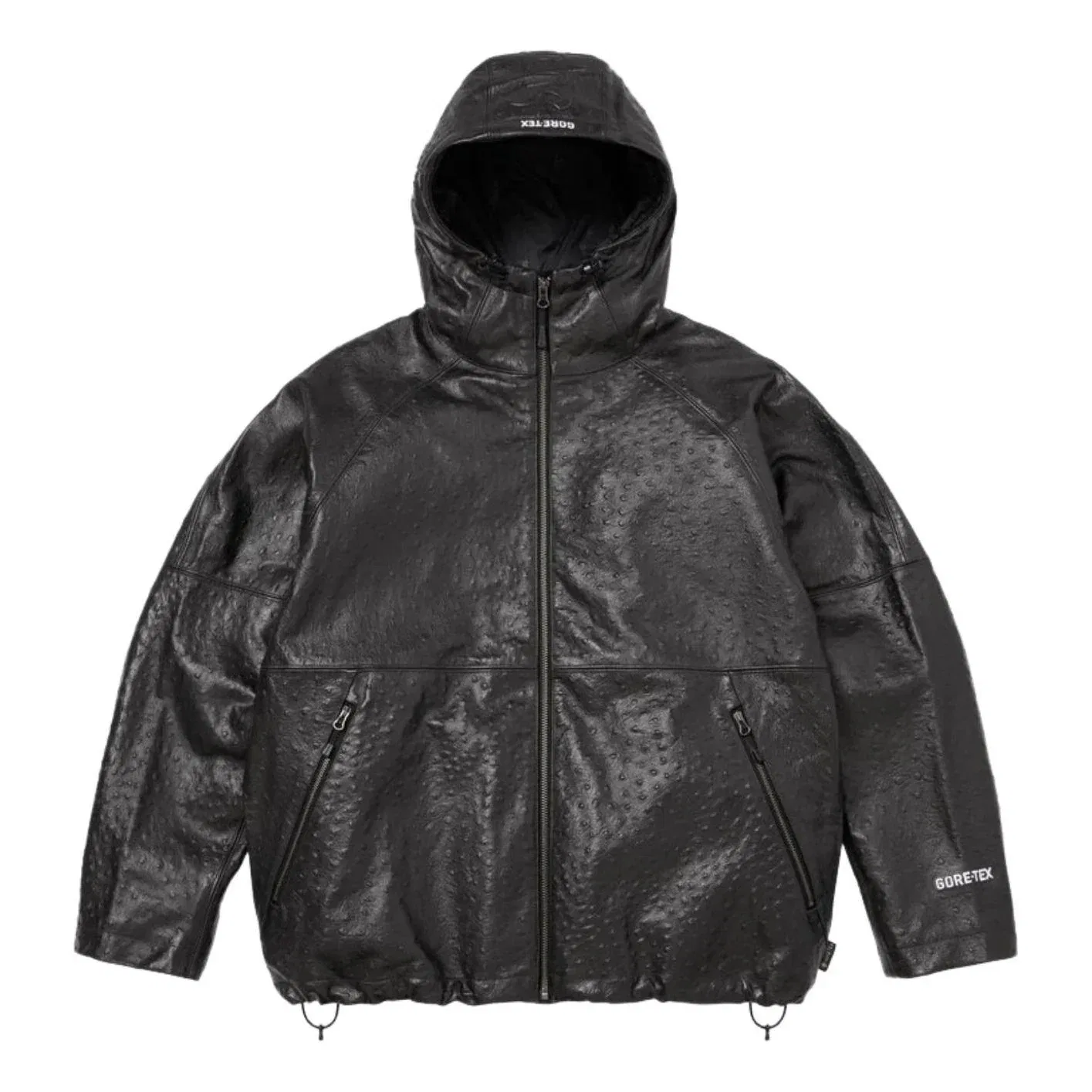 Куртка Supreme SS26 из кожи с тиснением под страусиную кожу GORE-TEX, черная, SUP-SS26-124-BLK