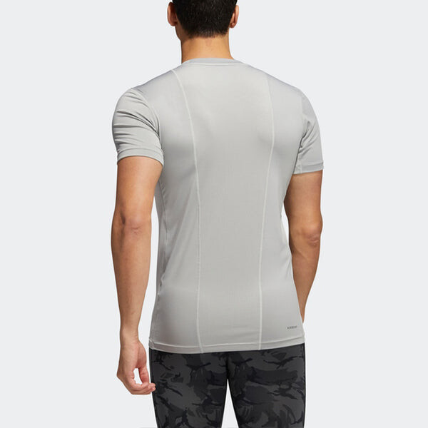 Футболка Men's adidas Solid Color Logo Printing Casual Round Neck Short Sleeve Gray T-Shirt, серый — фото 4
