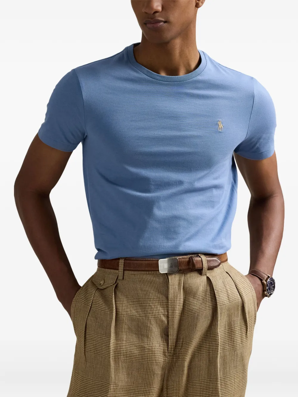 Вышитая футболка с круглым вырезом POLO RALPH LAUREN, синий — фото 3