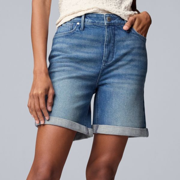 

Женские джинсовые шорты-бермуды с высокой талией 7" Simply Vera Vera Wang, цвет med indigo blaire