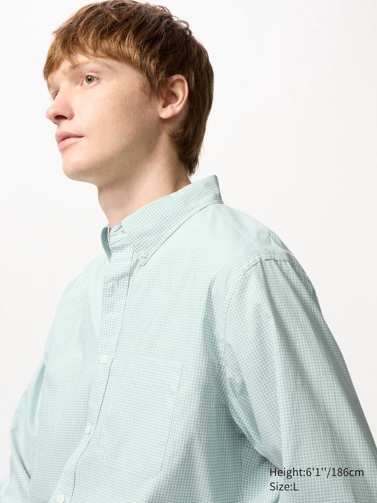 

Рубашка из тонкого сукна клетчатая Uniqlo, цвет 50 зеленый