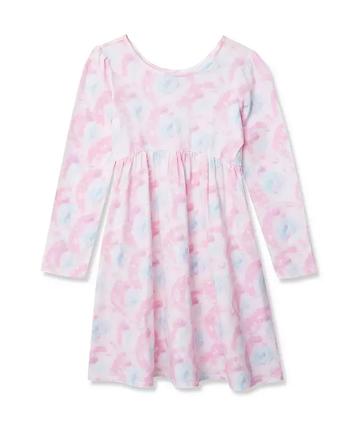 

Детское платье с длинными рукавами и сборкой на талии из джерси Lands' End, розовый