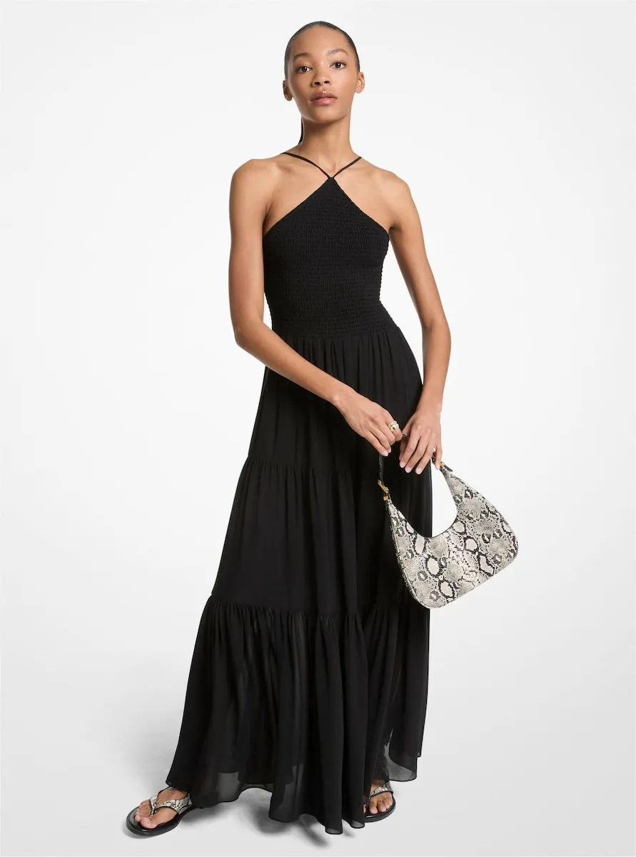 

Длинное платье из воздушного жоржета Michael Michael Kors, черный