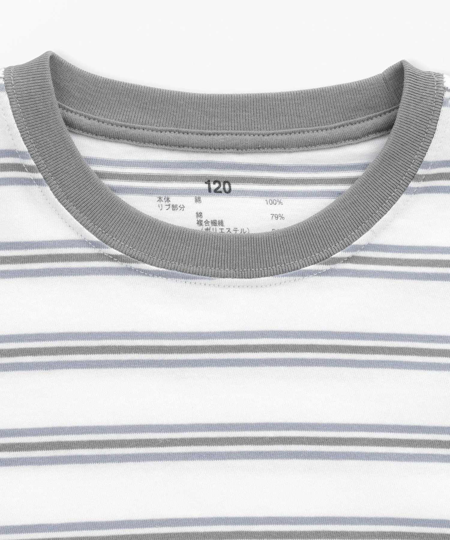 Детская футболка в полоску с круглым вырезом MUJI тёмно-синяя — фото 2