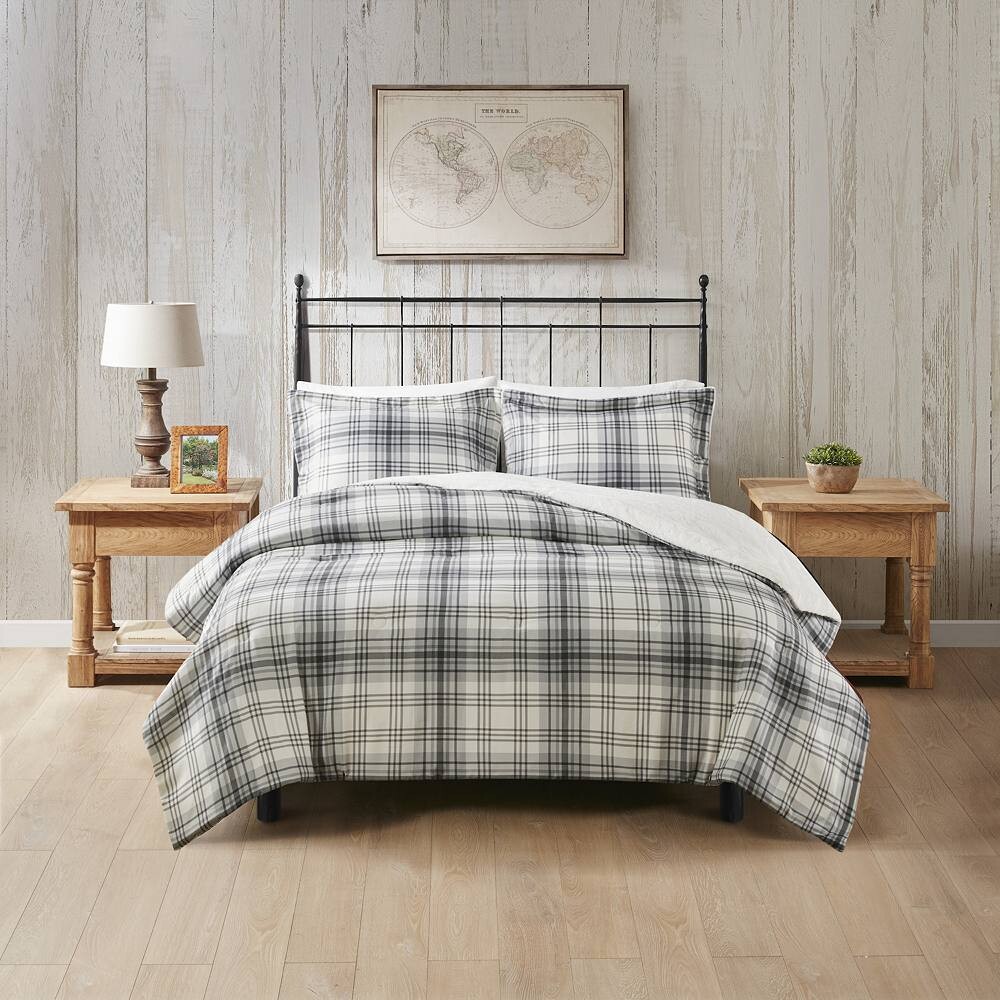 

Альтернативный комплект одеял Woolrich Bernston из искусственной шерсти и искусственного меха на пуху, цвет Gray Plaid