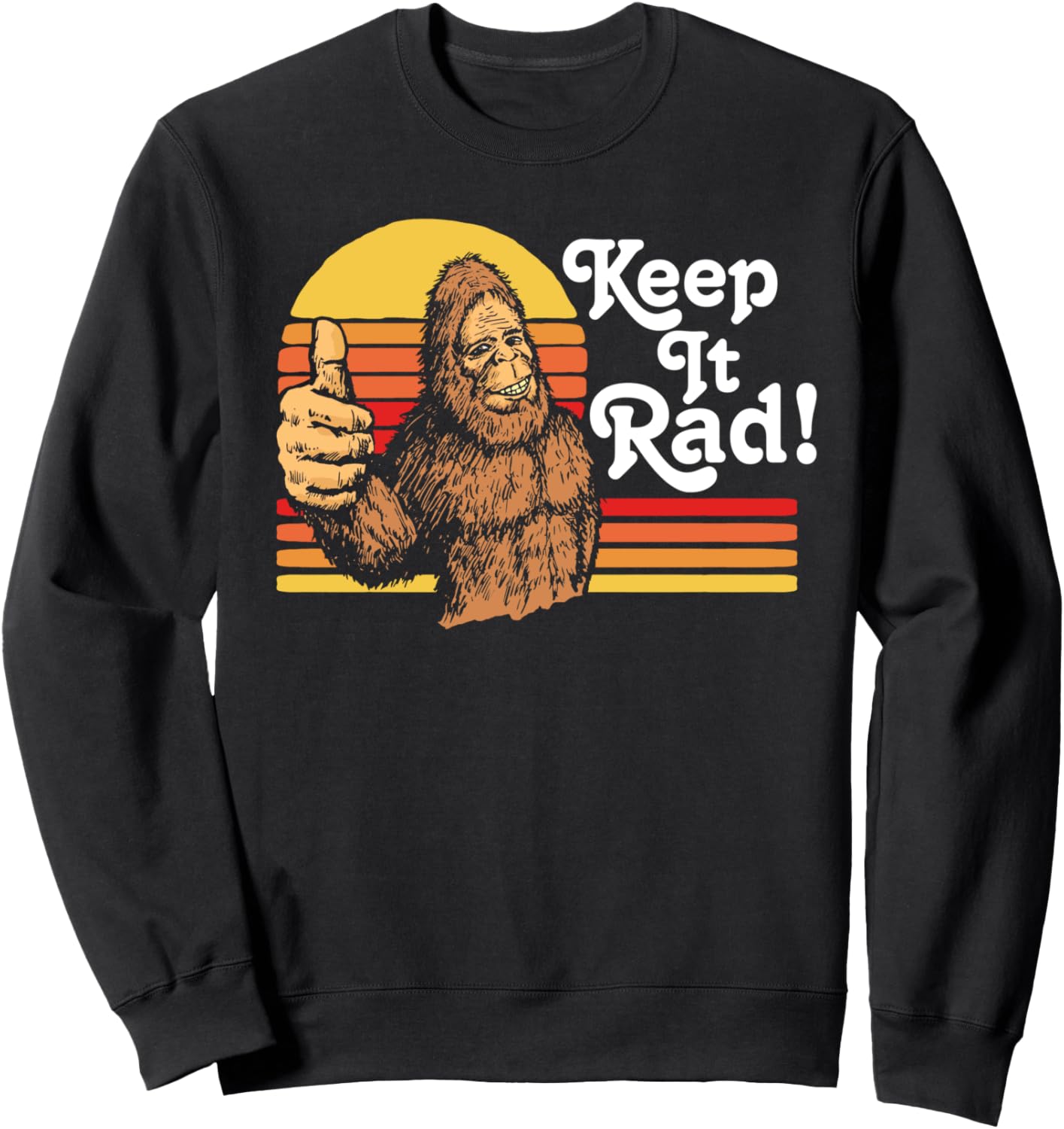 

Keep It Rad! Винтажная толстовка в стиле хипстер с изображением Бигфута и поднятым большим пальцем Giant Step Design Co., черный