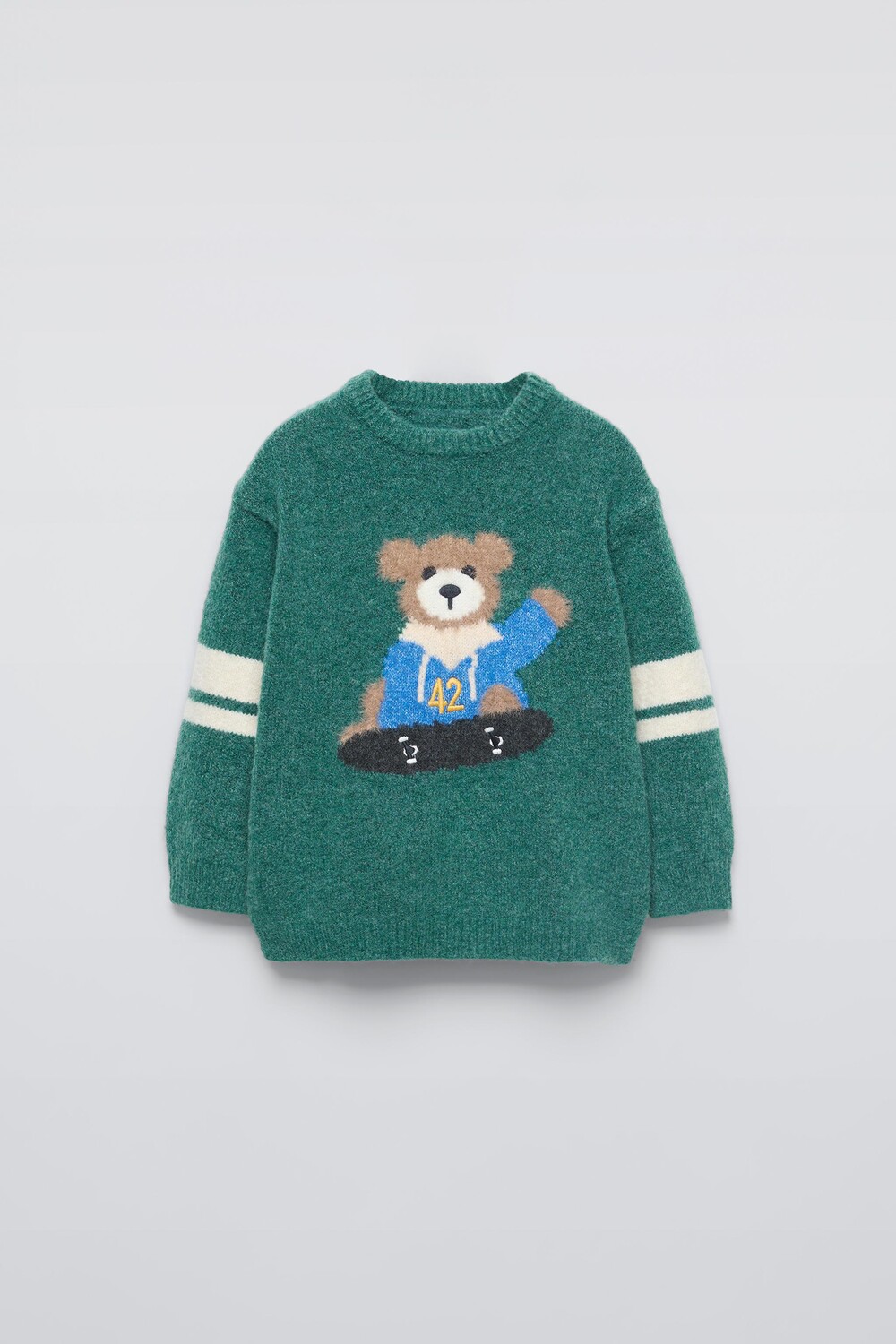 

Вязаный свитер с медведем ZARA, зеленый