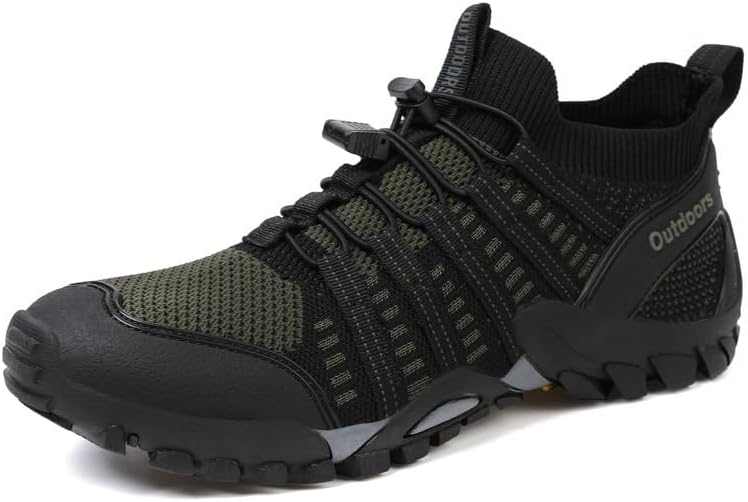 

Мужские трекинговые водные кроссовки для улицы с защитой пальцев, дышащая сетка, быстросохнущие, противоскользящие ботинки для переходов, кемпинга, походов и рыбалки Qacksv, зеленый
