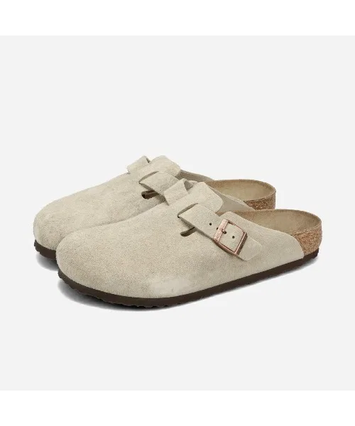 Унисекс сандалии из замши Birkenstock Boston бежевые