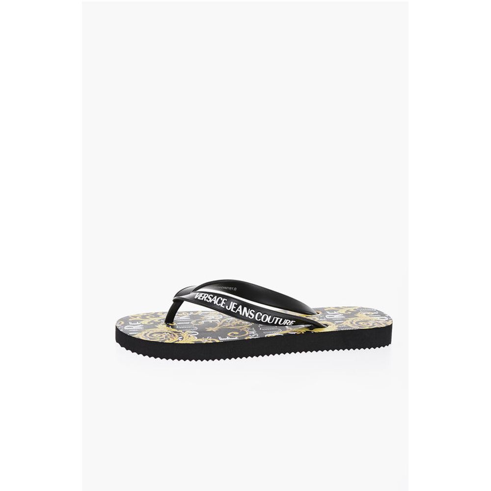 Резиновые шлепанцы JEANS COUTURE с принтом в стиле барокко Versace, Yellow — фото 3
