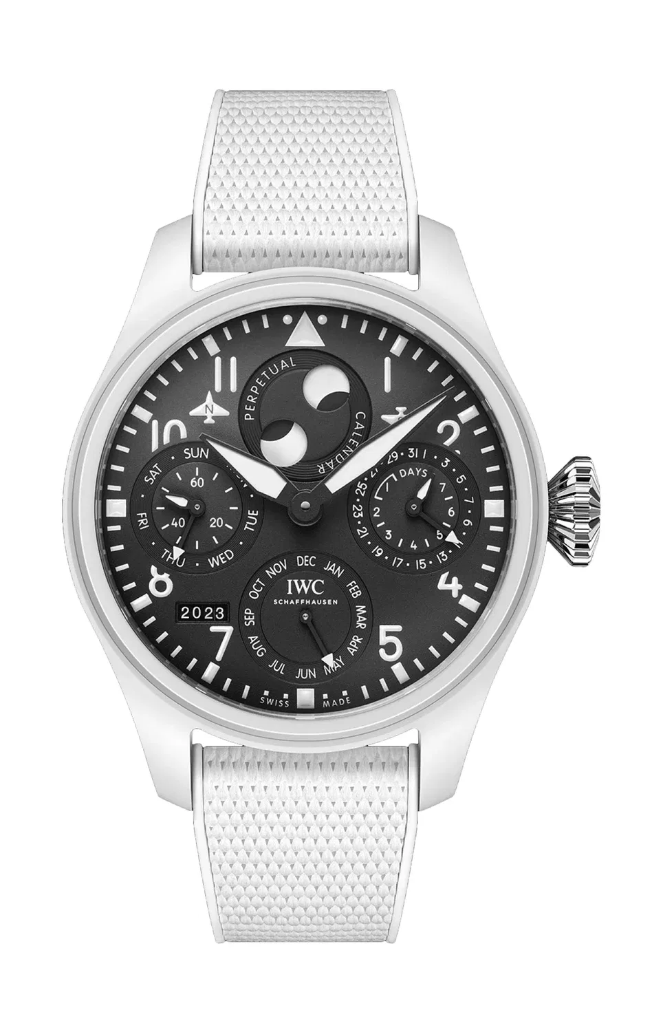БОЛЬШИЕ ПИЛОТСКИЕ ЧАСЫ С ВЕЧНЫМ КАЛЕНДАРЕМ TOP GUN LAKE TAHOE - IW503008 IWC SCHAFFHAUSEN, серебряный