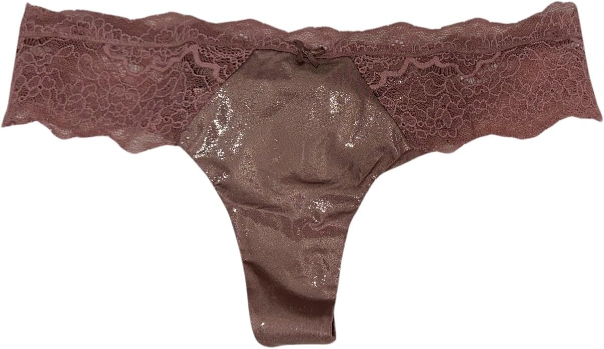 

Victoria's Secret Трусики-стринги с кружевной отделкой, гладкие, с шиммером, цвет Rose Shimmer, новые, Vintage Rose Shimmer