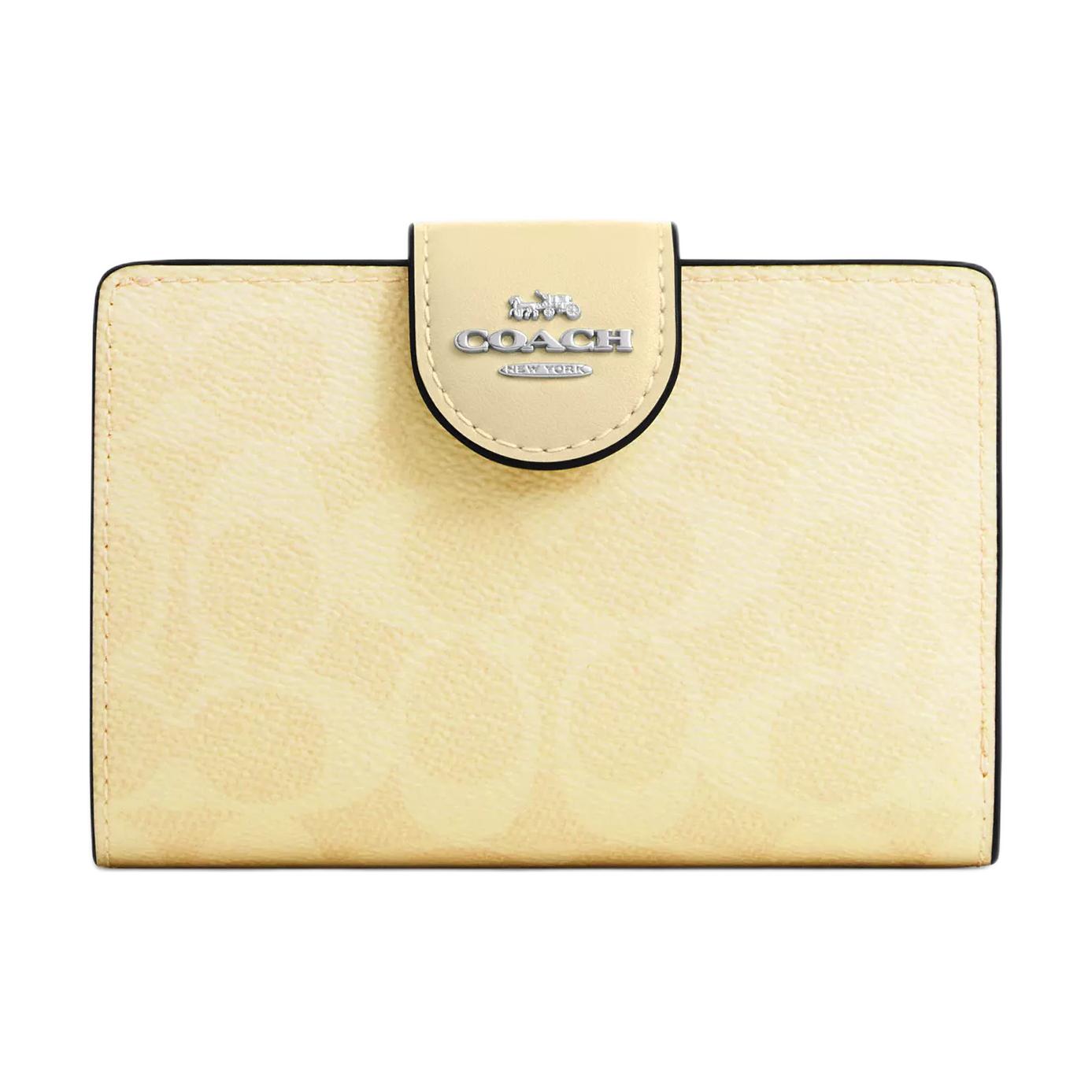 

COACH Миниатюрный женский кошелек из текстурированной ткани, Dry Grass