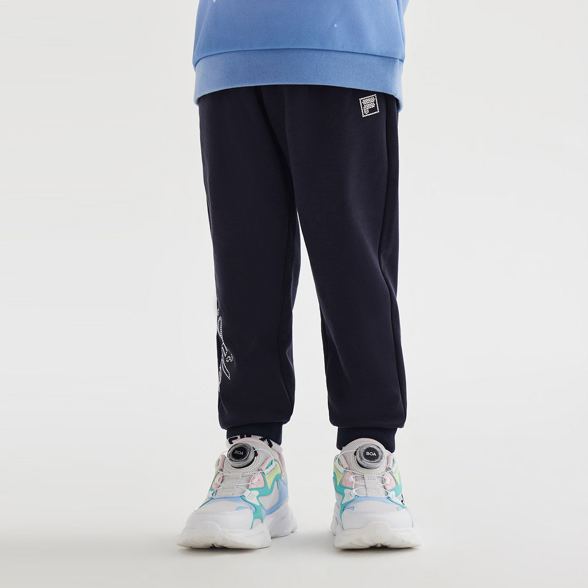 Дошкольные вязаные спортивные штаны FILA KIDS, королевский синий — фото 3