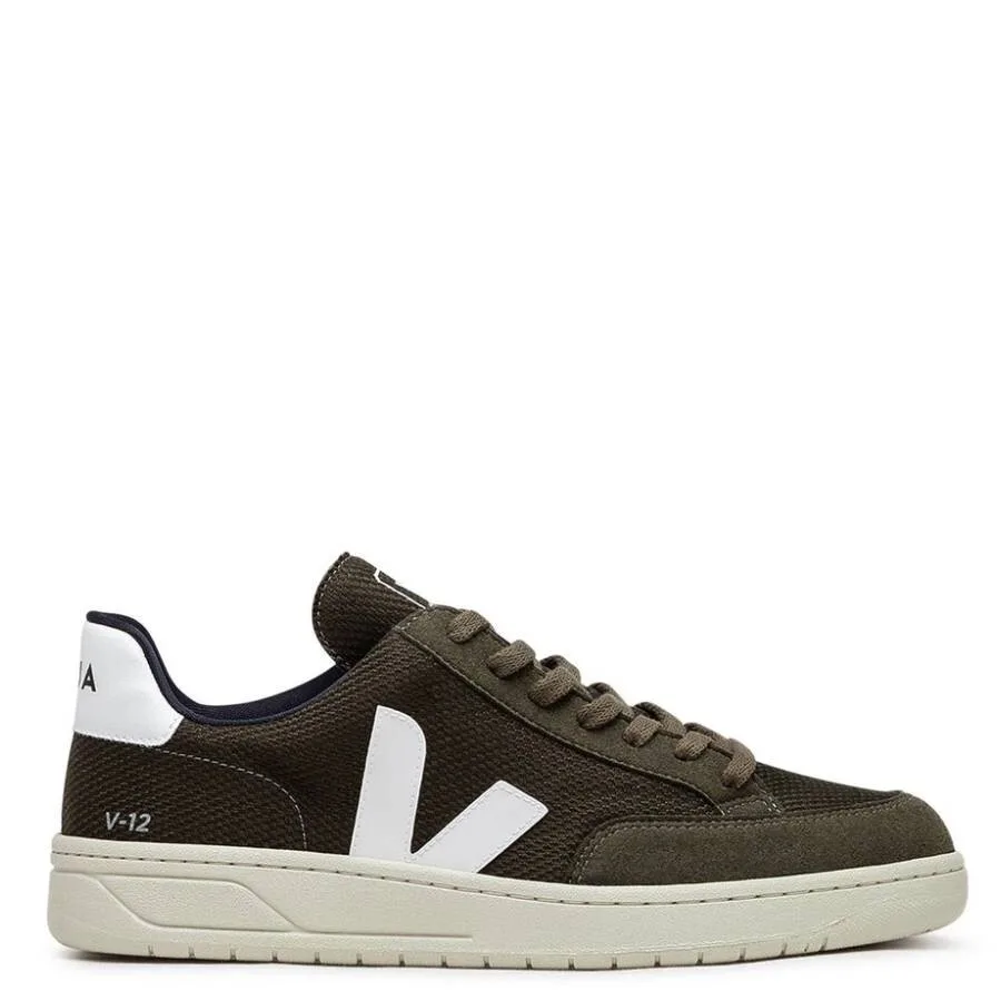 Кроссовки Veja V-12 Vegan B-Mesh оливково-белые, оливково-белый