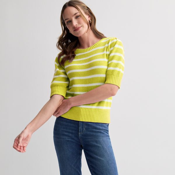 

Женский свитер с коротким рукавом Sonoma Goods For Life, цвет easy yellow stripe
