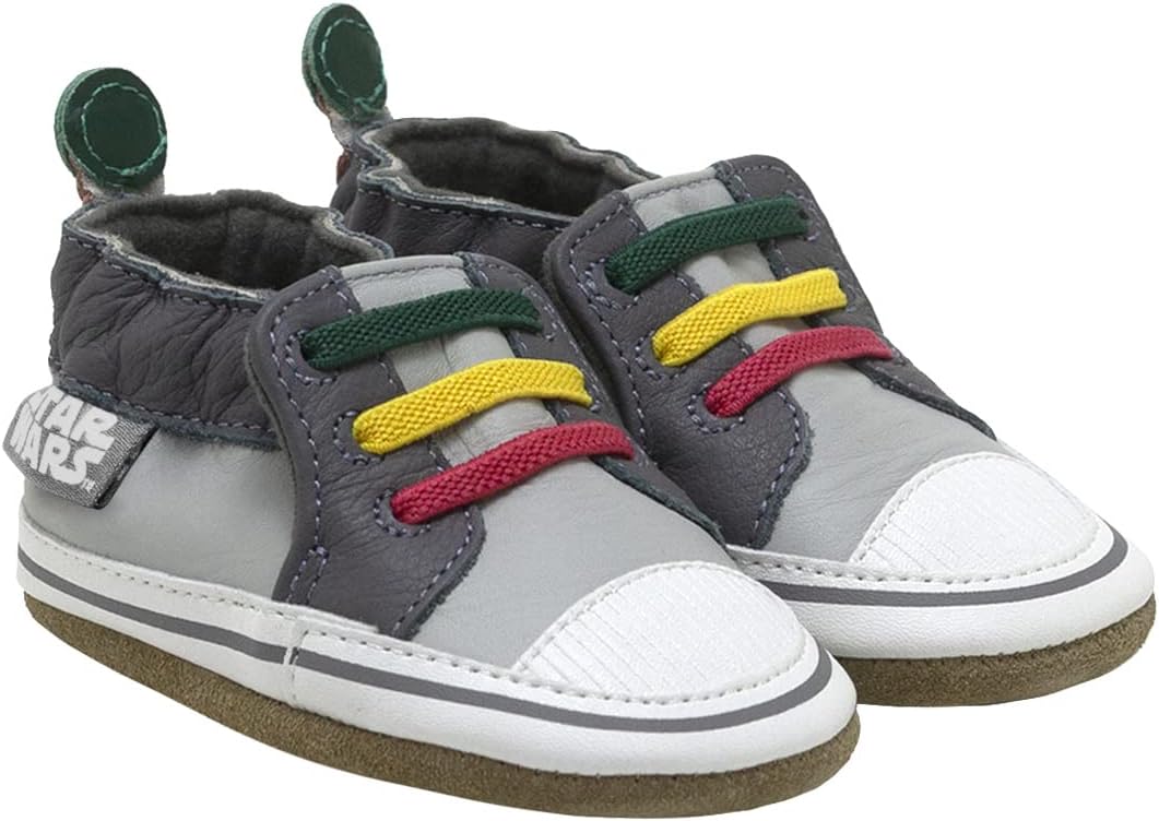 

Пинетки Robeez для мальчиков и мягкие обувь с противоскользящей подошвой для кроватки, тапочки-мокасины для младенцев и малышей, 0-24 месяца, серый