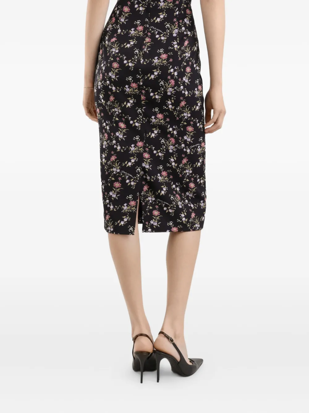 Платье миди с цветочным принтом без рукавов DOLCE & GABBANA, черный — фото 3