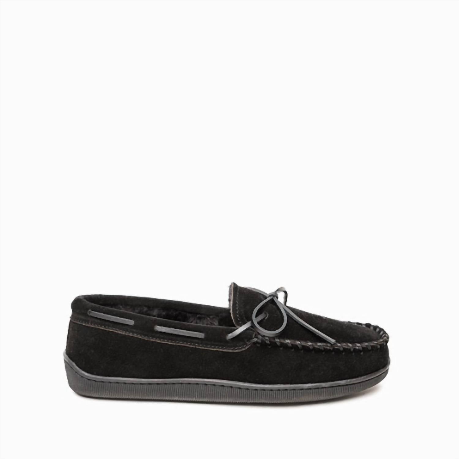 Minnetonka Мужские мокасины с жесткой подошвой и ворсом, черные — фото 2