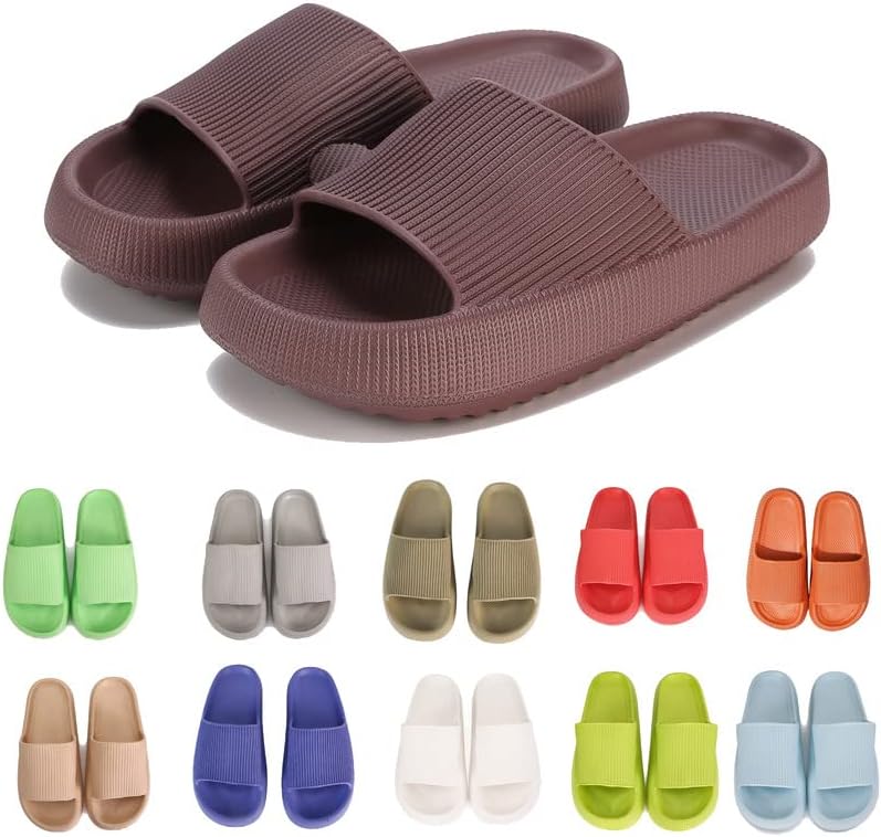 

Тапочки rosyclo Cloud для женщин и мужчин с массажной толстой подошвой, противоскользящие для душа, супер мягкие уютные тапочки для дома, для использования внутри и снаружи, красный