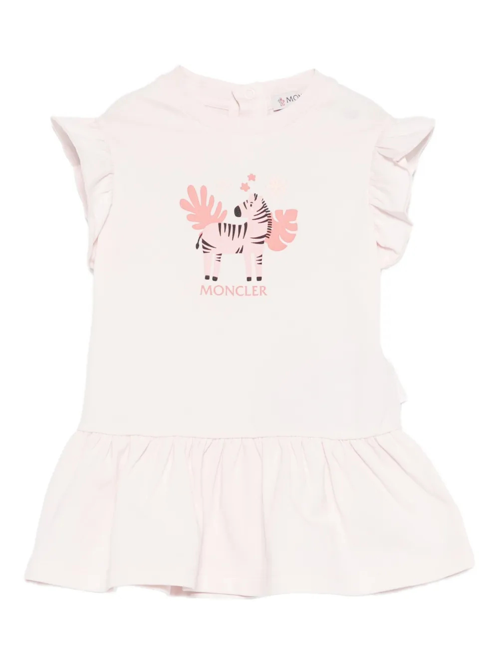 

Платье с оборками и графическим принтом Moncler Enfant, розовый