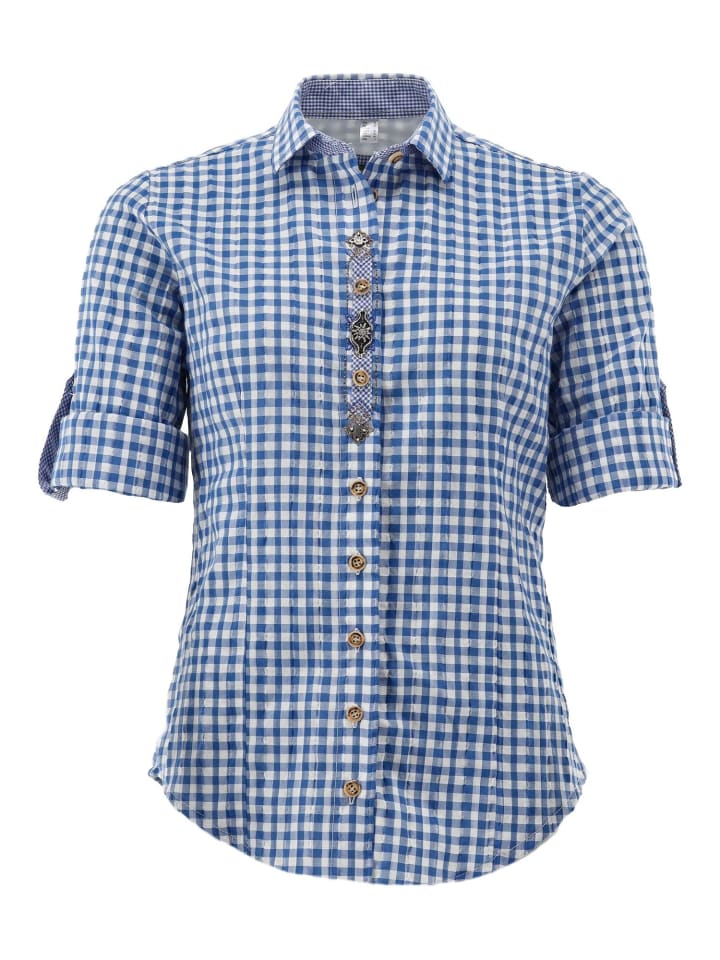 

OS-Trachten Традиционная блузка Micoya среднего синего цвета