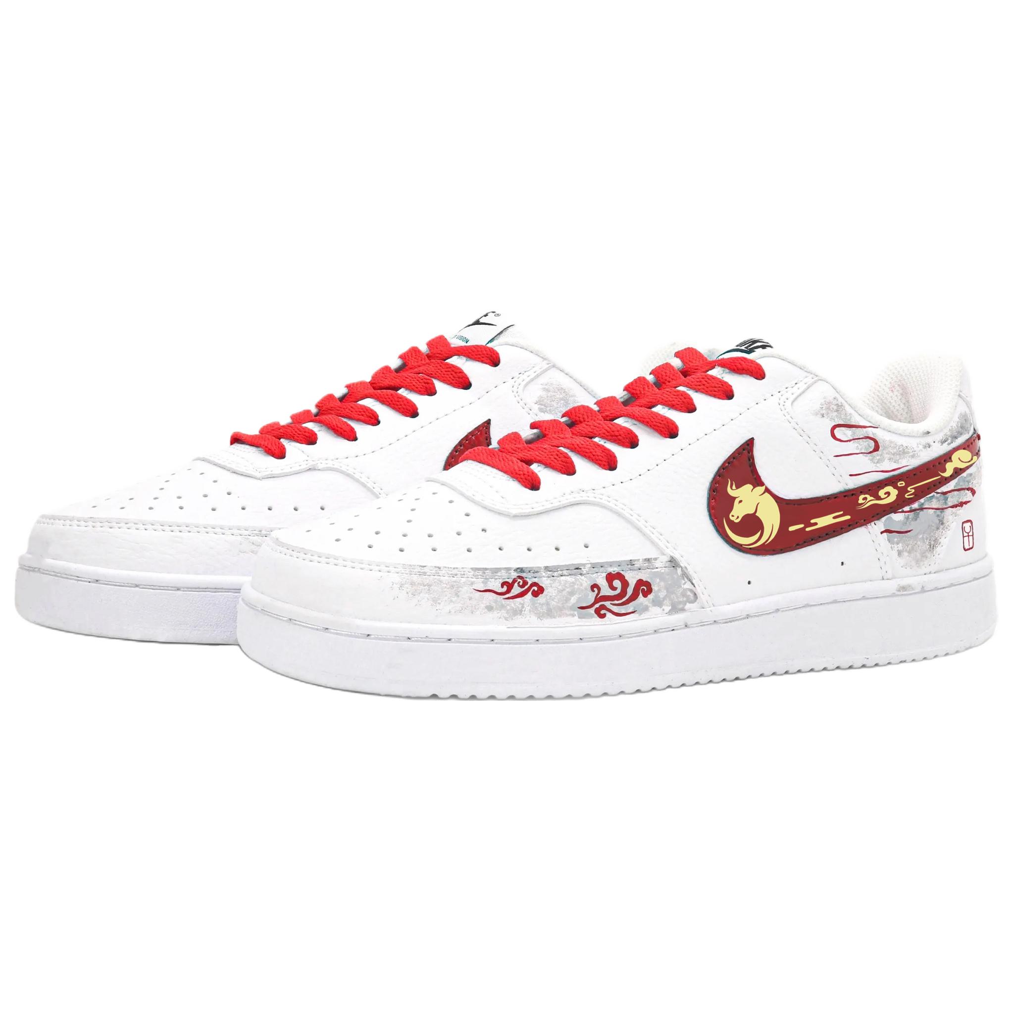 Nike Кроссовки для скейтбординга court vision 1 auspicious ox riding the clouds легкие и дышащие низкие мужские красные белые — фото 4