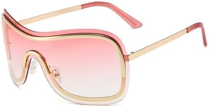 

Солнцезащитные очки-щитки большого размера без оправы 2027 года для женщин и мужчин, с цельной линзой, защитным козырьком, ветрозащитой и защитой от УФ-излучения UV400 MTZJH, Pink