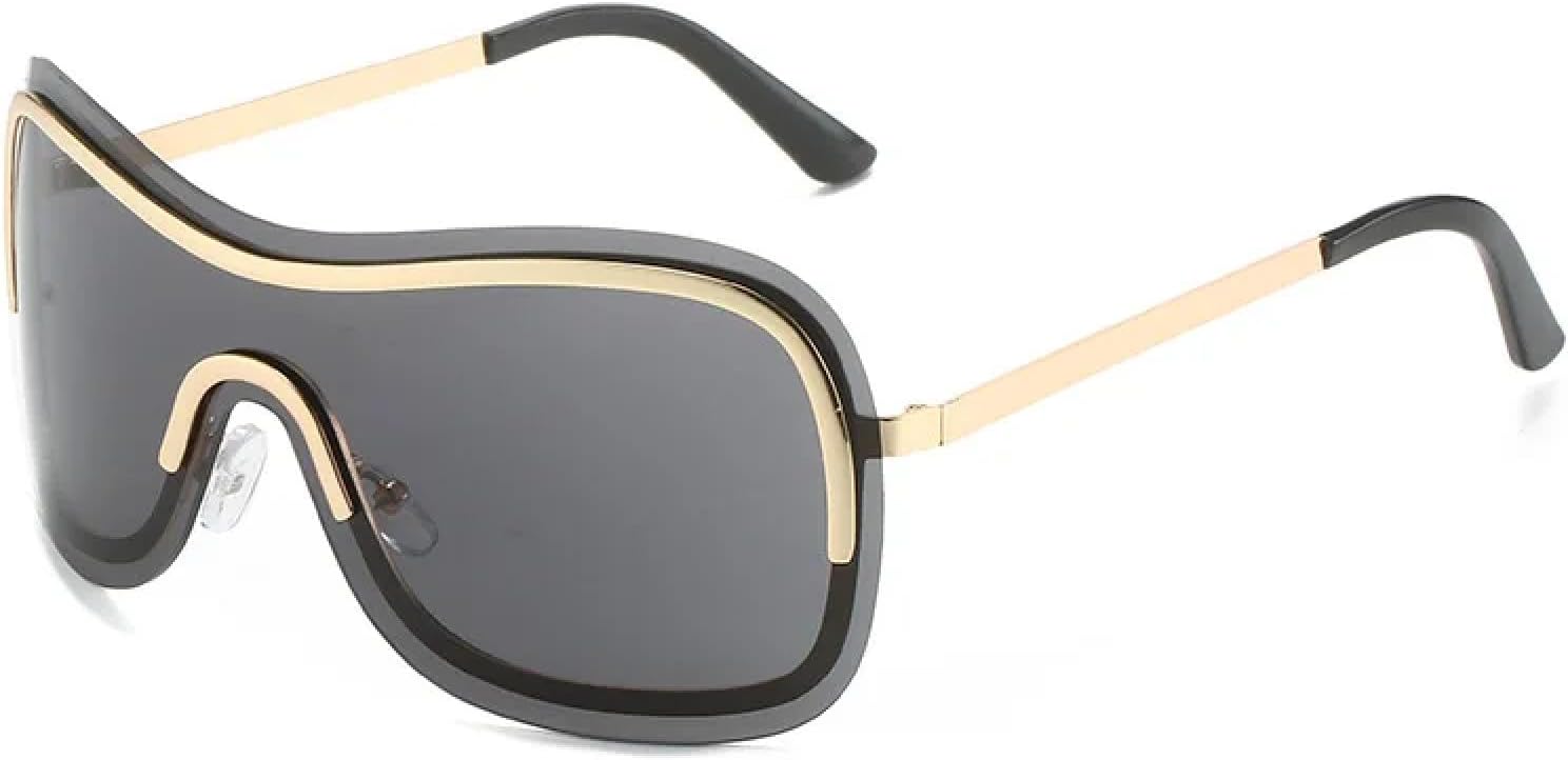 

Большие солнцезащитные очки для женщин, сексуальные цельные солнцезащитные очки для женщин, модные солнцезащитные очки с градиентным переходом для мужчин, без оправы, защита от УФ-излучения UV400 TKKTLLT, Gold Black