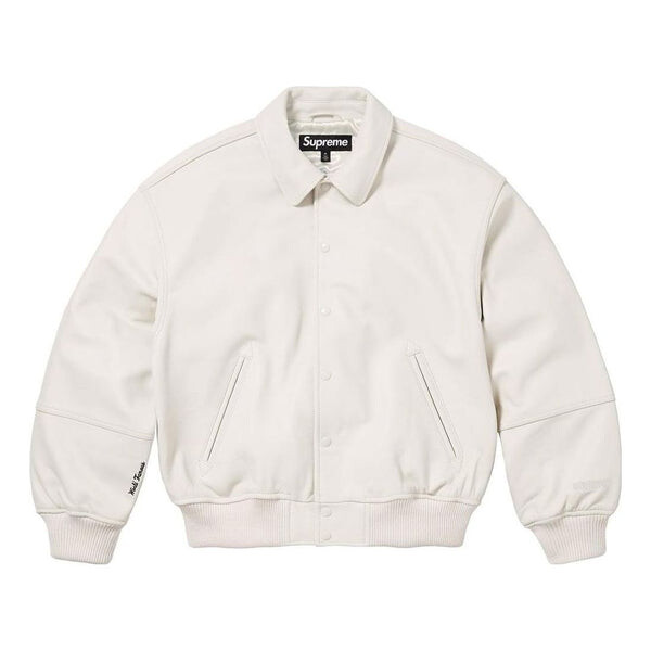 

Куртка gore-tex infinium windstopper leather varsity jacket 'white' Supreme, белый